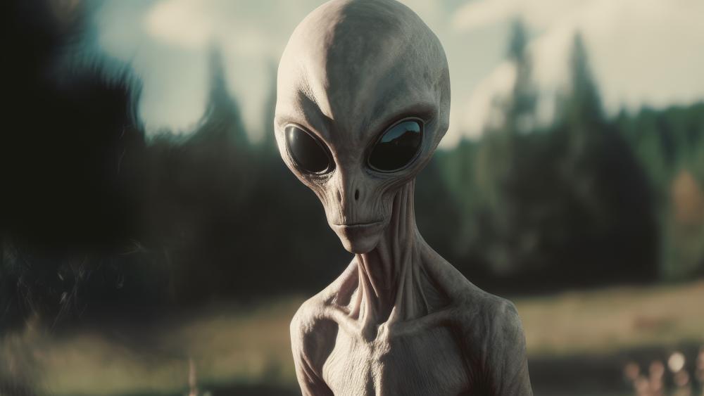 Alien Encounter in Mystical Forest wallpaper