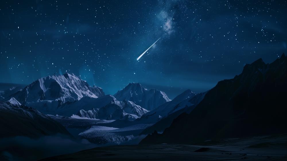 Starry Night over Majestic Mountains wallpaper