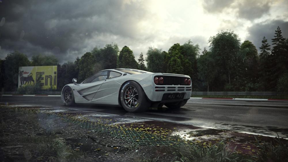 McLaren F1 on a Rainy Track wallpaper