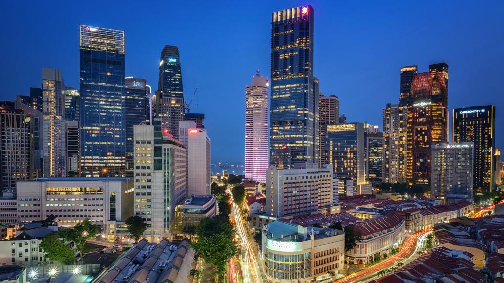 Singapore Cityscape at Dusk in 5K Clarity wallpaper