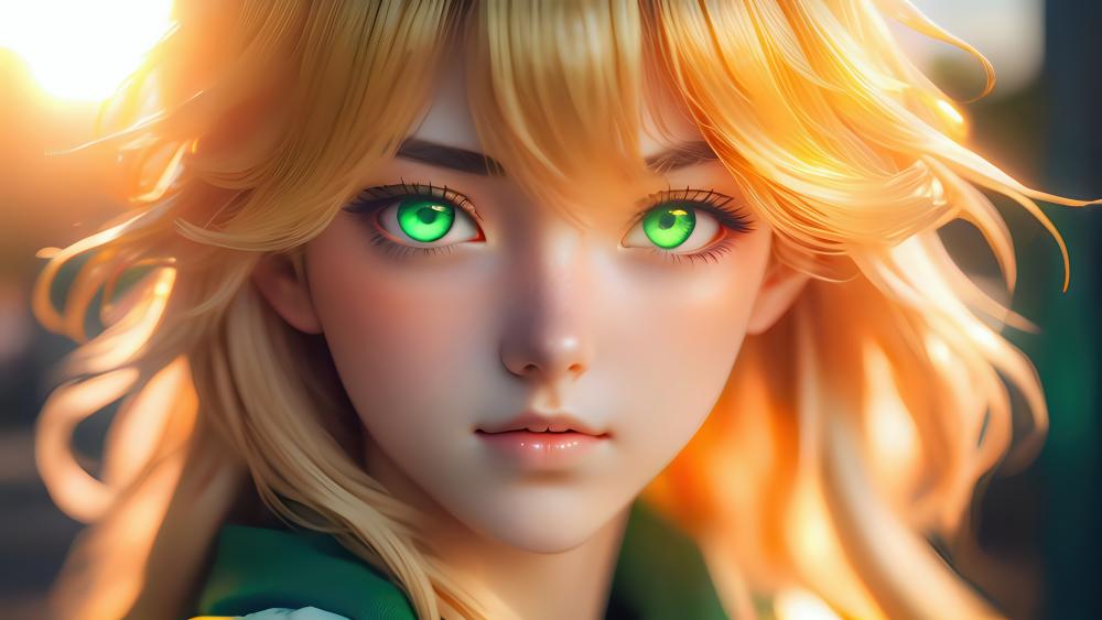Emerald Gaze of the Fantasy Realm wallpaper