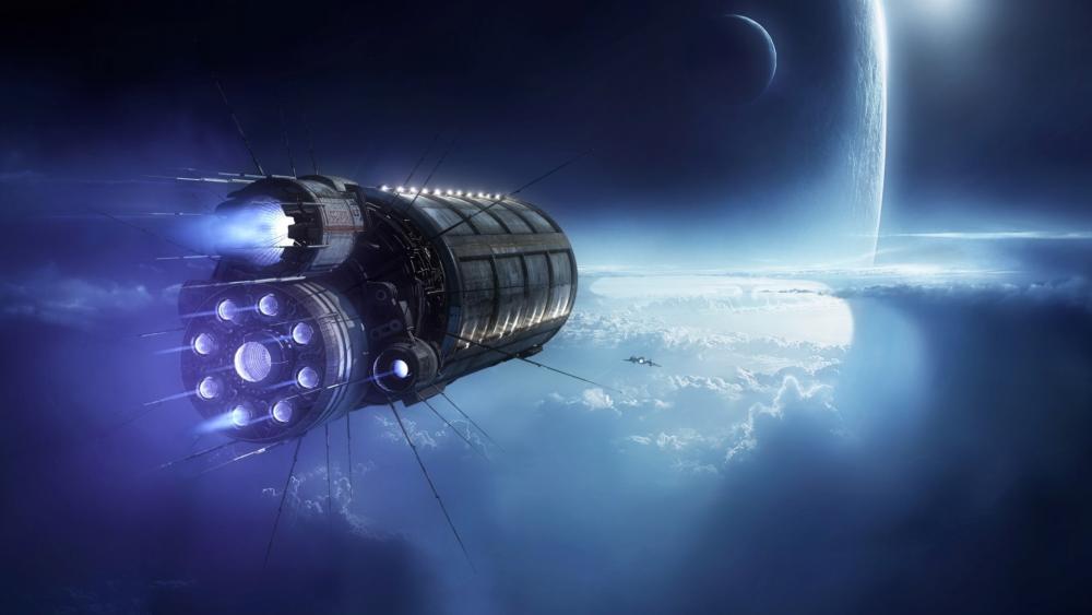 Futuristic Voyage Through the Cosmos wallpaper