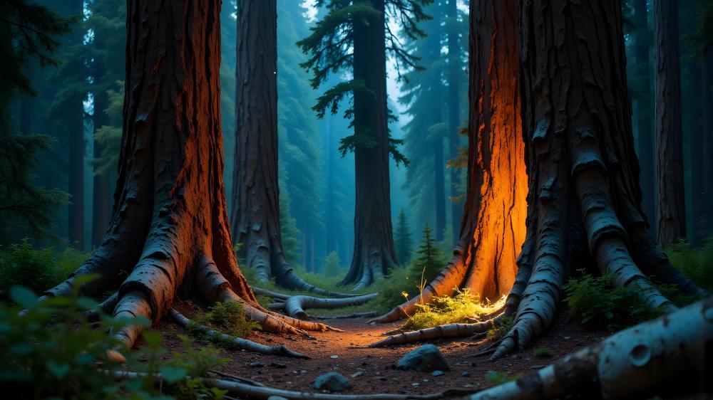 Enchanting Forest Glow in 4K wallpaper