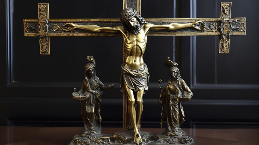 Crucifixion Elegance in AI Artistry wallpaper