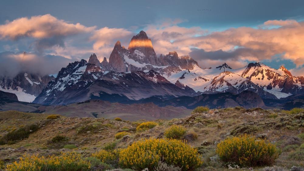 Fitz Roy at Dawn A Majestic Patagonian View wallpaper