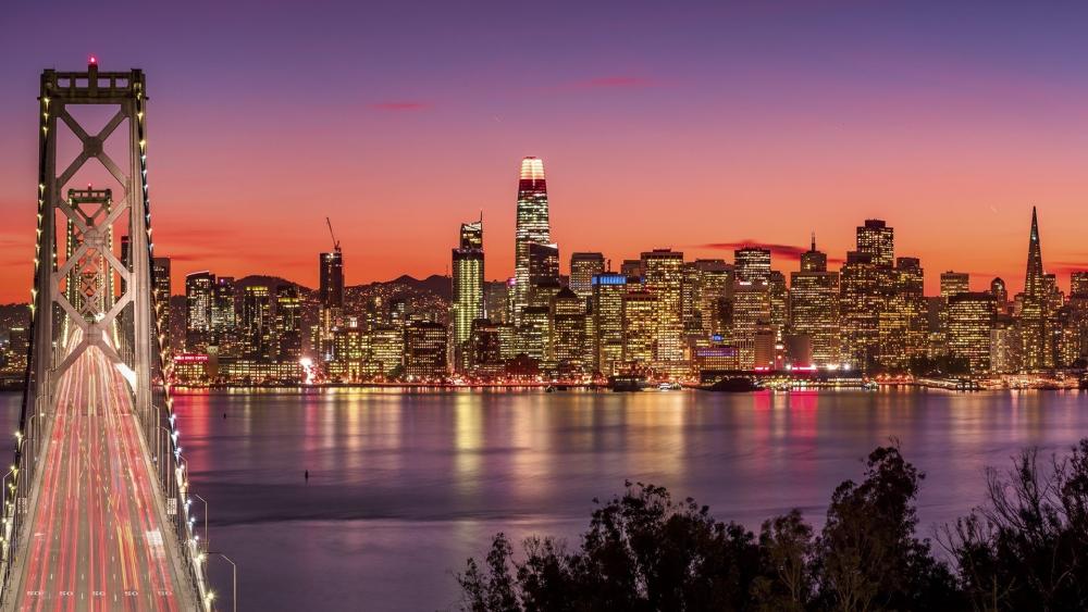 The Bay Bridge at Dusk wallpaper