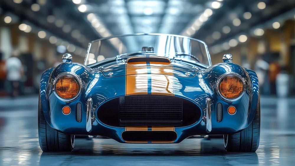 Vintage Elegance Blue AC Cobra Sports Car wallpaper