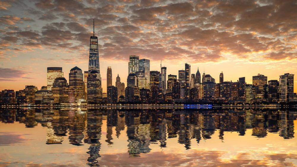 New York Sunrise Reflection wallpaper