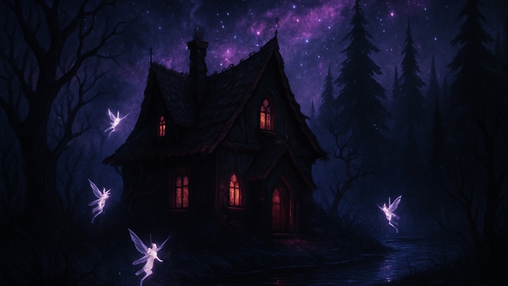 Moonlit Enchantment in a Fairy Forest wallpaper