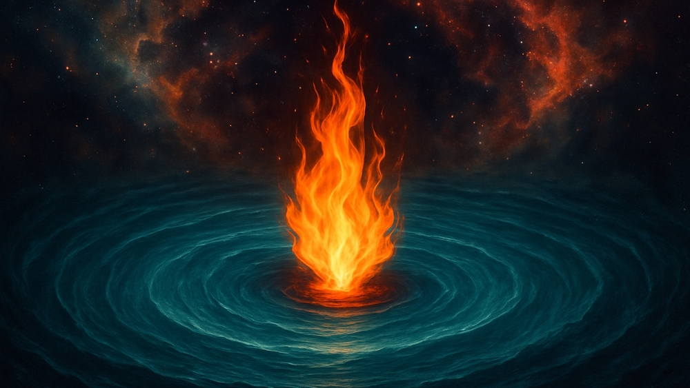 Fiery Essence in Cosmic Waters wallpaper