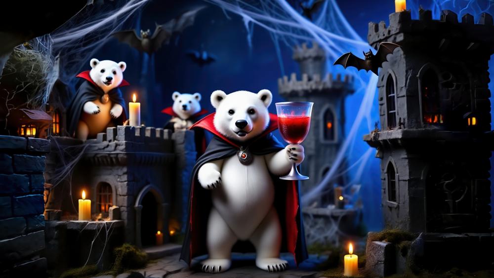 Polar Bears' Spooky Night Out wallpaper