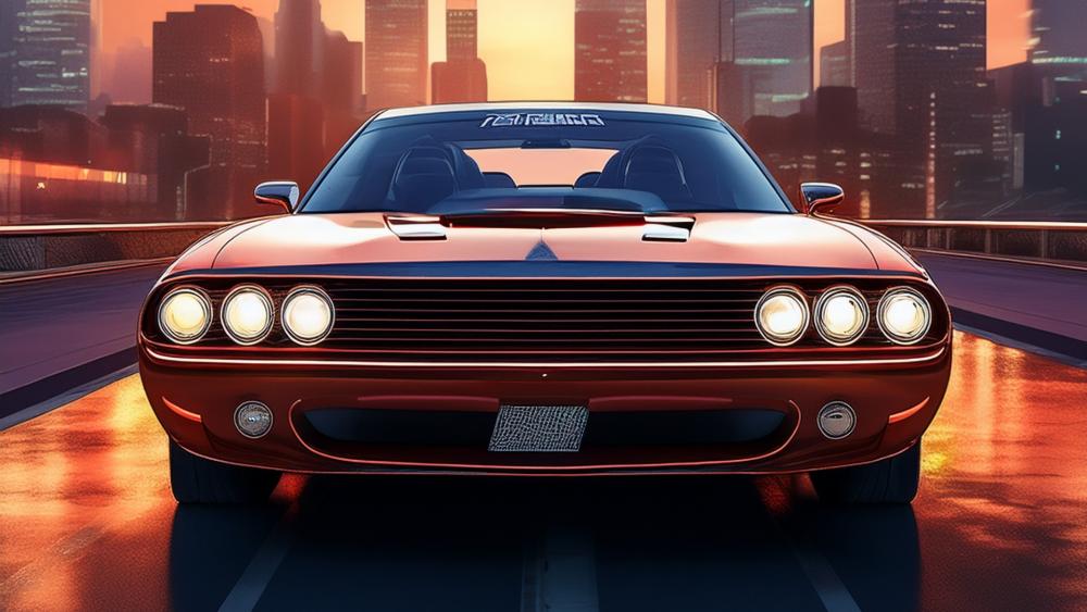 Iconic Power: Dodge Challenger at Sunset wallpaper