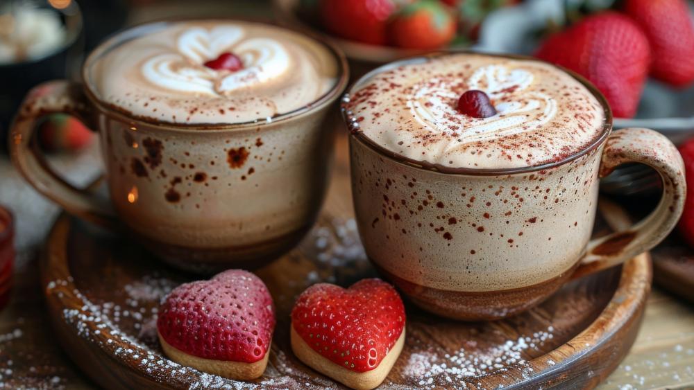 Hot Beverages in Ceramic Vintage Cups wallpaper
