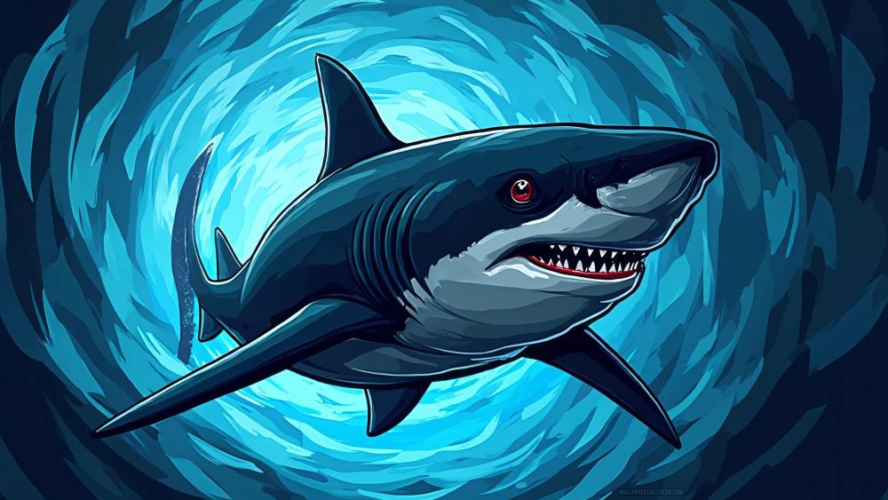 Shark Swirl in a Fantasy Ocean wallpaper