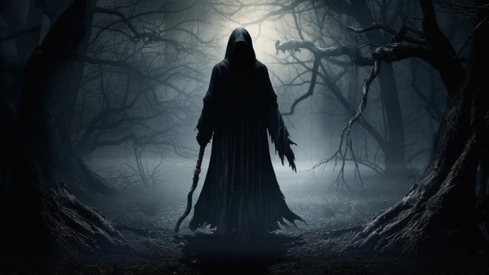 Shadowy Figure in the Enchanted Woods wallpaper