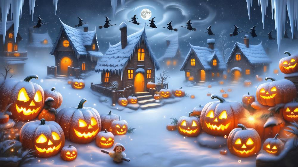 Snowy Halloween wallpaper