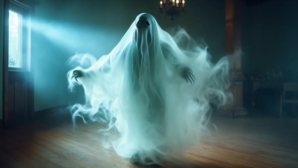 Spectral Essence in a Haunted Hallway wallpaper