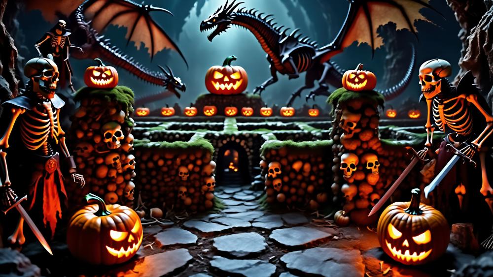 Ancient Skeleton Warrior Maze wallpaper