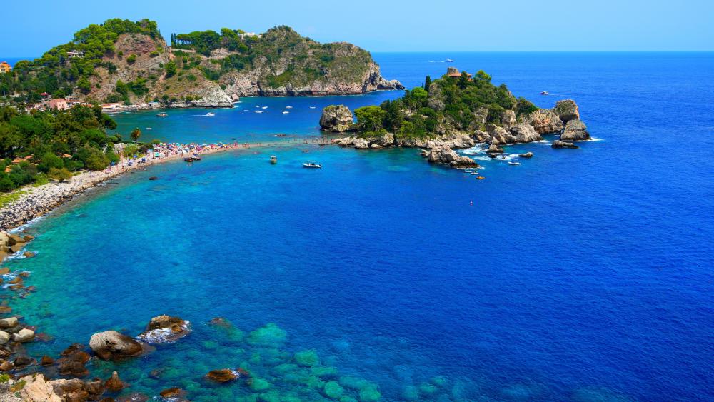 Isola Bella Paradise in Sicily's Azure Waters wallpaper
