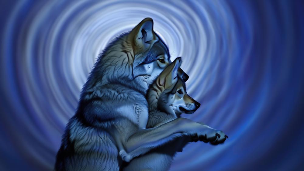 Enchanted Wolf Embrace wallpaper