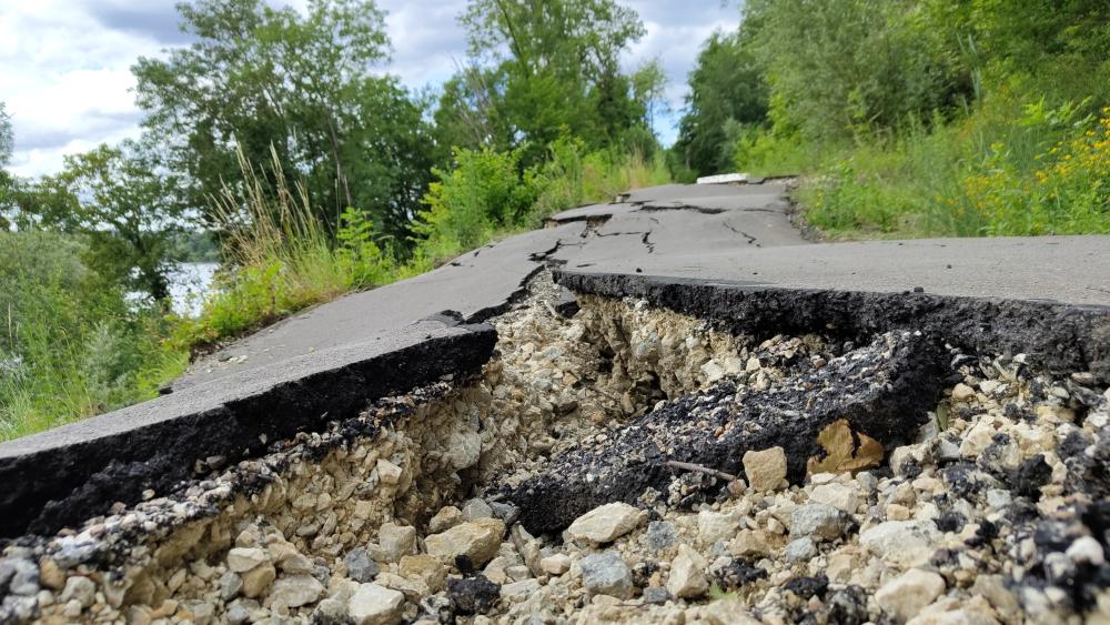 Cracked bicycle path wallpaper