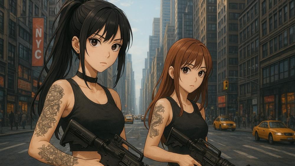 Anime Warriors in NYC Streets wallpaper