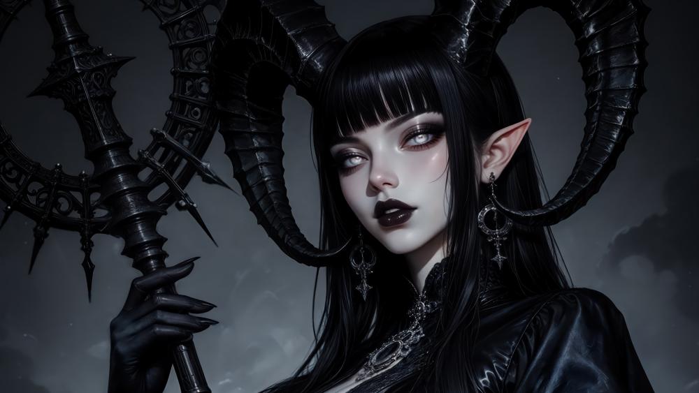 Gothic Enigma The Capricorn Horned Beauty wallpaper