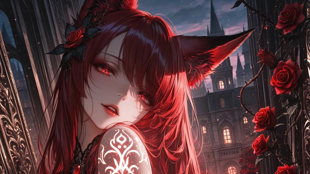 Kitsune Enchantment in a Digital Realm wallpaper