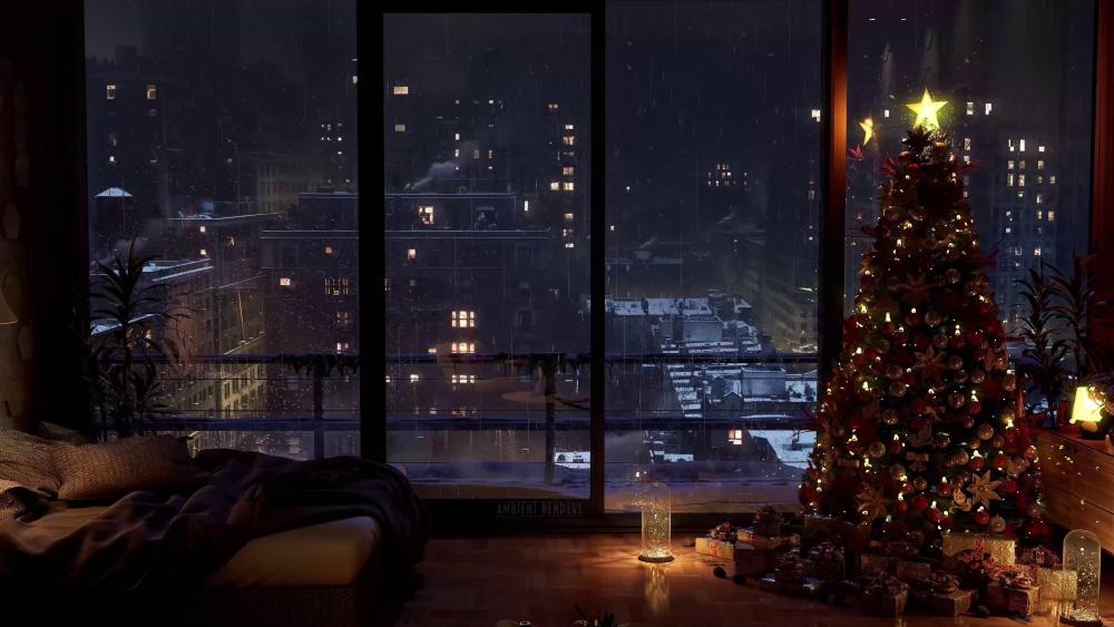Christmas Eve in New York City View wallpaper