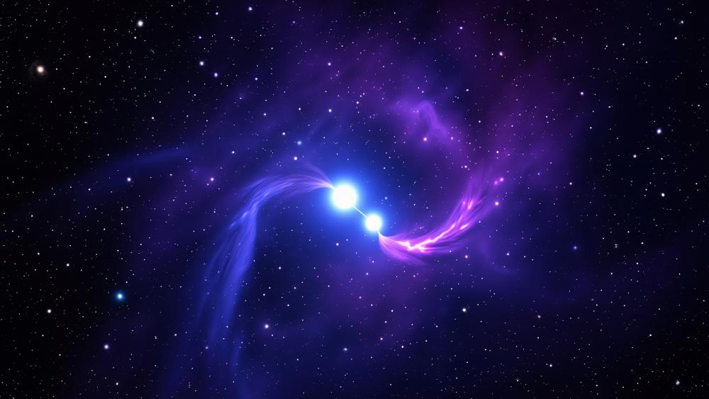 Binary Stars In Purple Nebula wallpaper