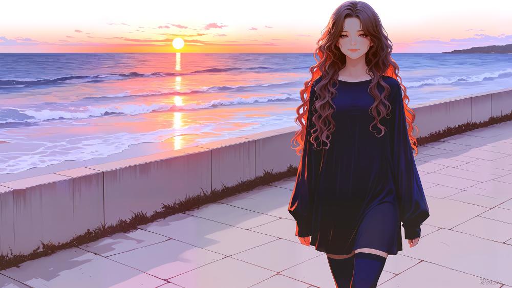 Sunset Serenity by the Sea wallpaper
