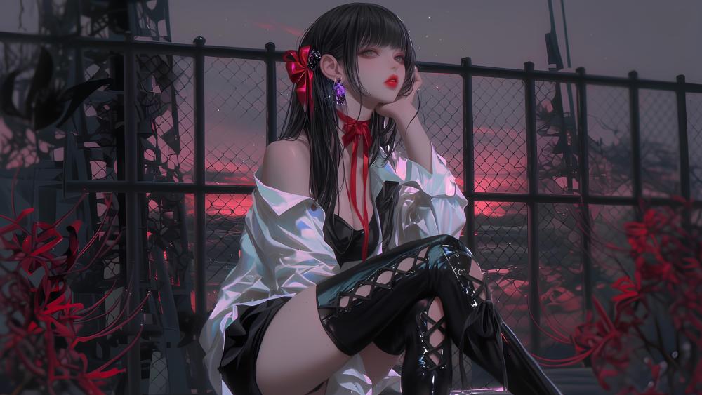 Urban Reflection in Anime Style wallpaper