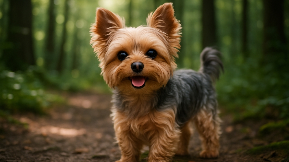 Yorkshire Terrier in Woodland Adventure wallpaper