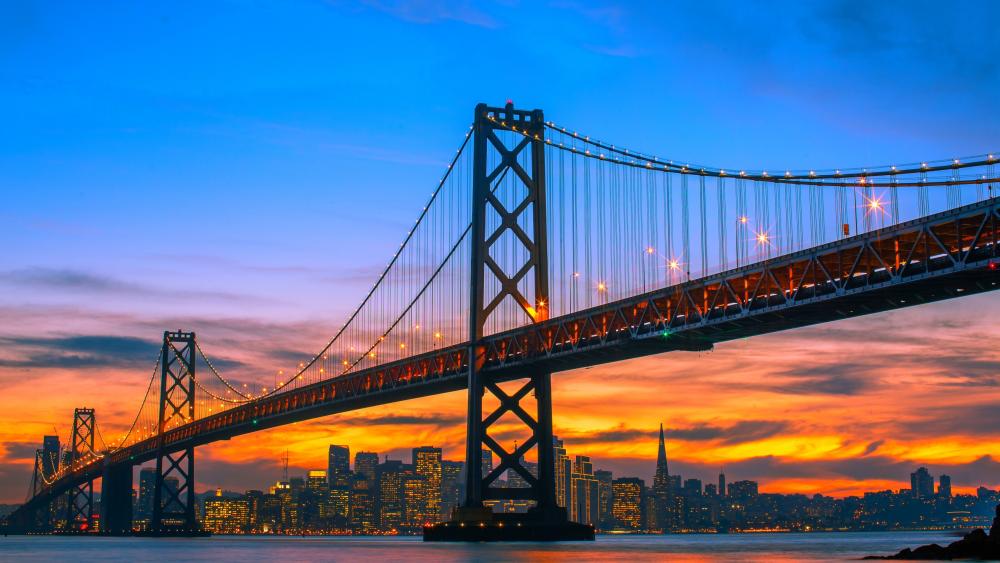 San Francisco Bay Bridge at Sunset wallpaper
