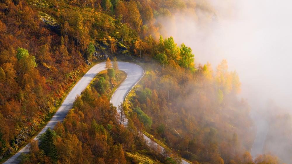 Scenic Route Aurlandsfjellet with Hairpin Turn, Norway wallpaper
