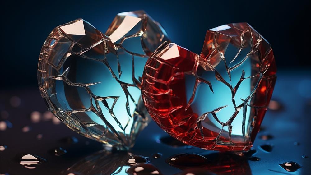 Shattered Glass Hearts Romantic Symbolism in 5K Clarity wallpaper