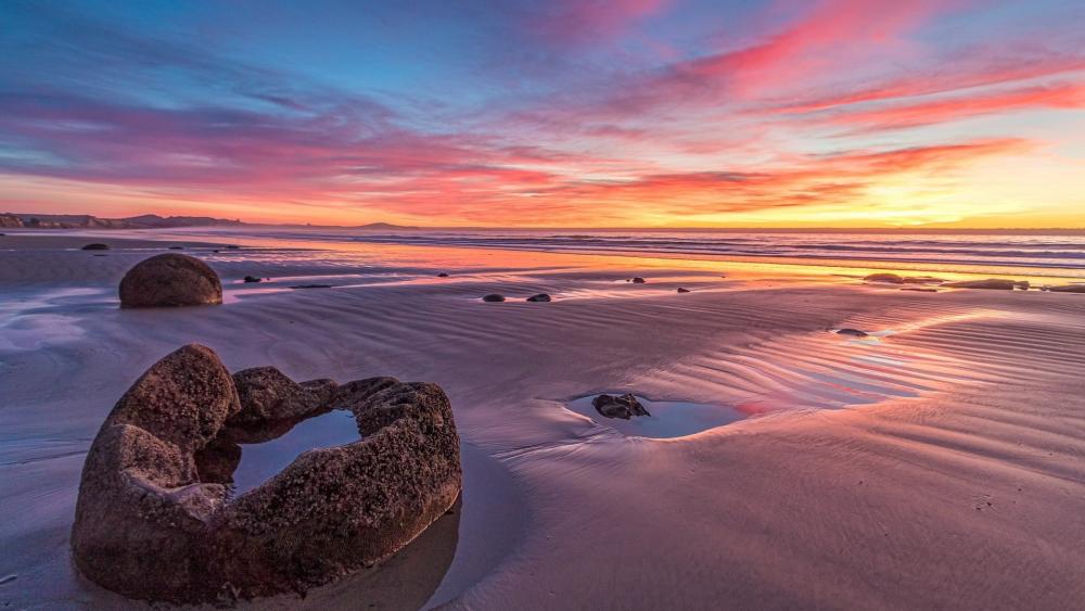 Serene Sunset by the Coastal Shore wallpaper