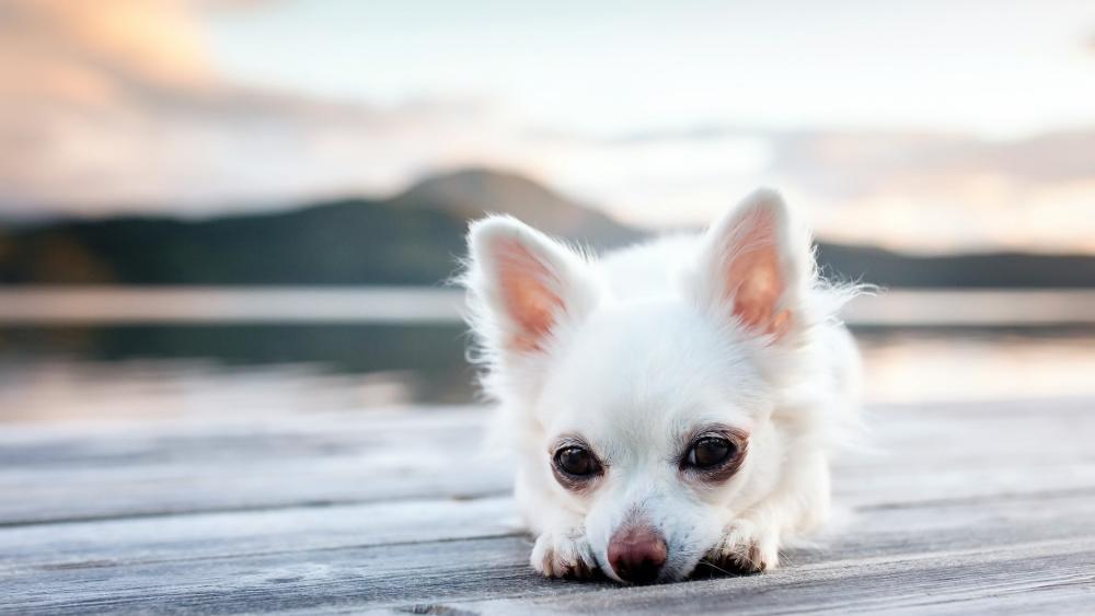 Chihuahua's Serene Lakeside Moment wallpaper