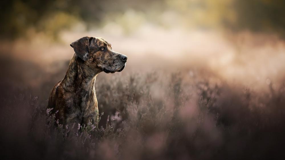 Catahoula Leopard Dog in Serene Landscape wallpaper