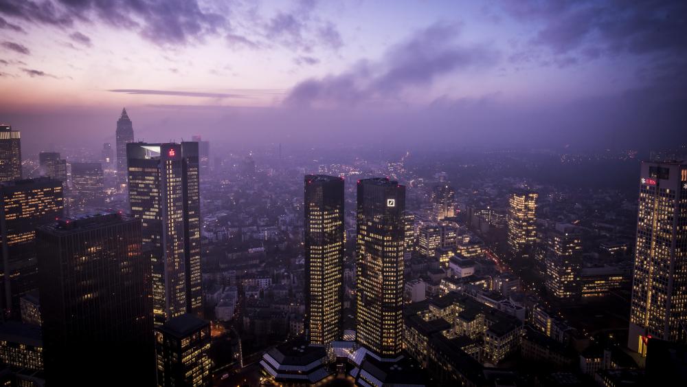 Frankfurt's Skyscrapers at Twilight wallpaper
