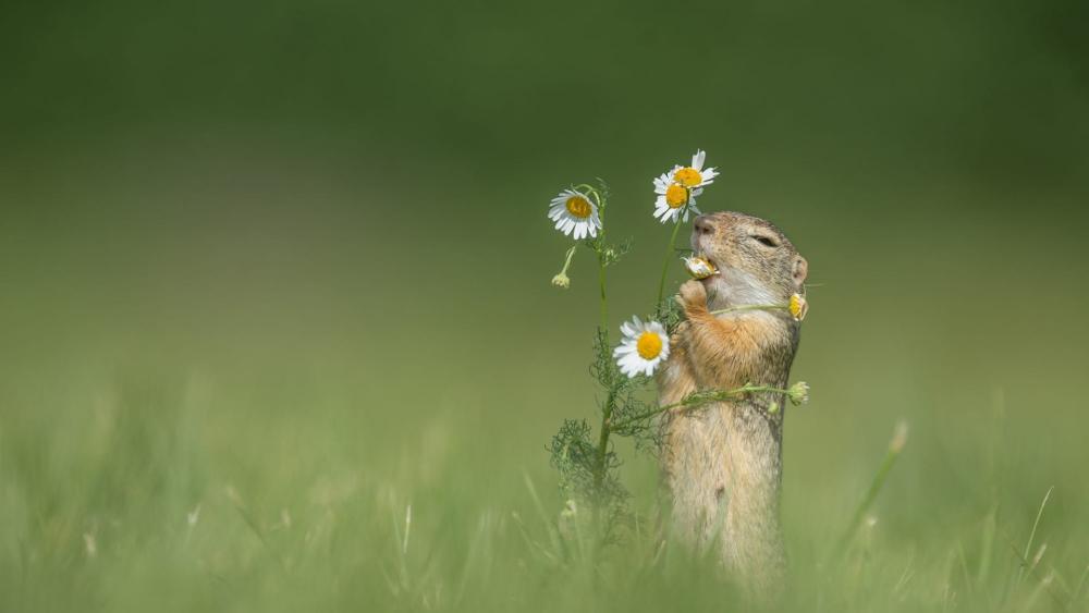 Groundhog's Delightful Daisy Moment wallpaper