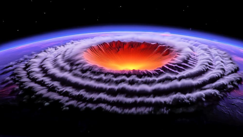 Huge Meteor Strike On An Alien Planet wallpaper