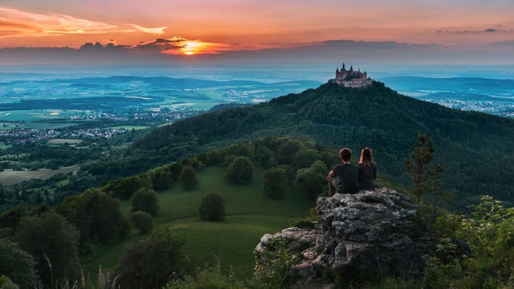 Hohenzollern Castle at Sunset wallpaper