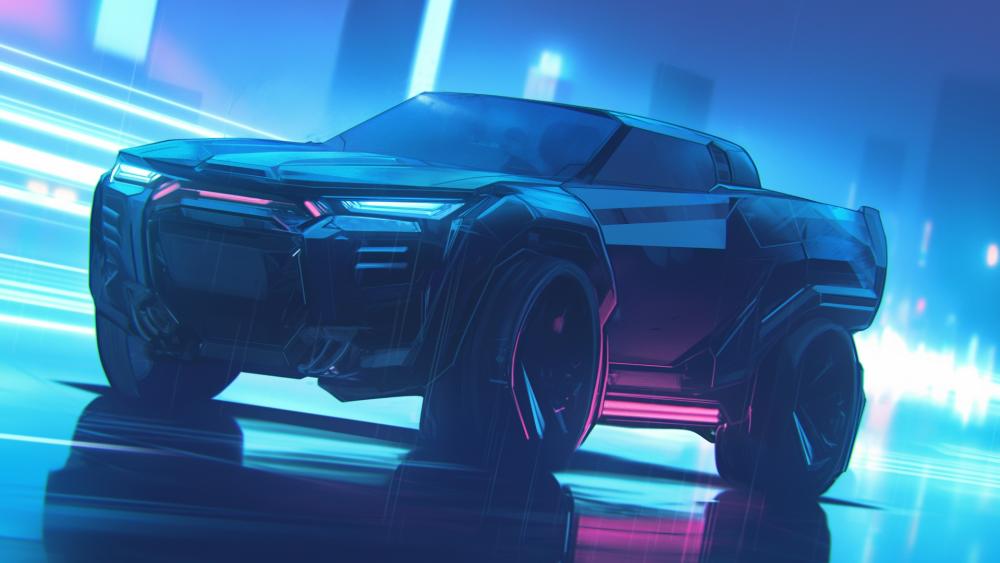 Futuristic Cyberpunk Pickup Elegance wallpaper