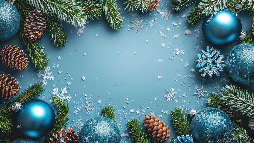 Festive Winter Wonderland in Blue and Green wallpaper