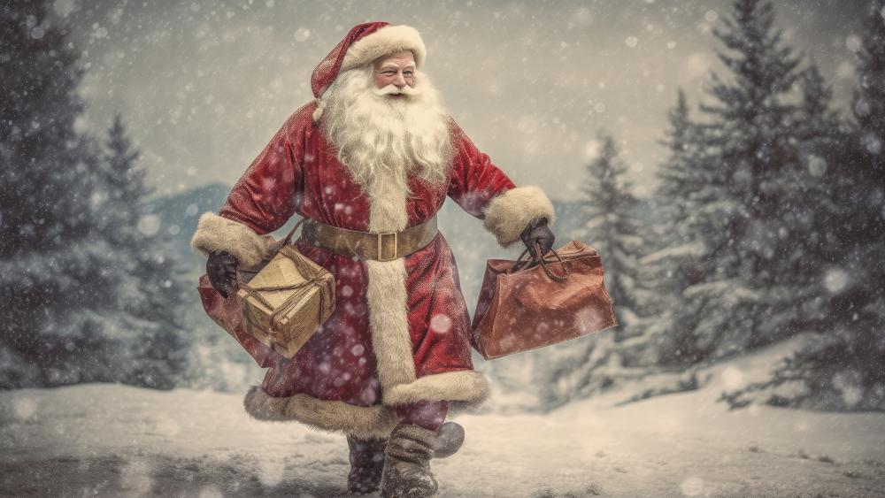 Festive Santa Claus Brings Holiday Joy wallpaper