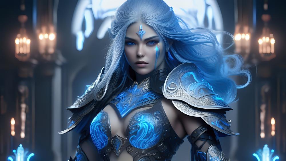 Ice Queen in a Majestic Fantasy Realm wallpaper
