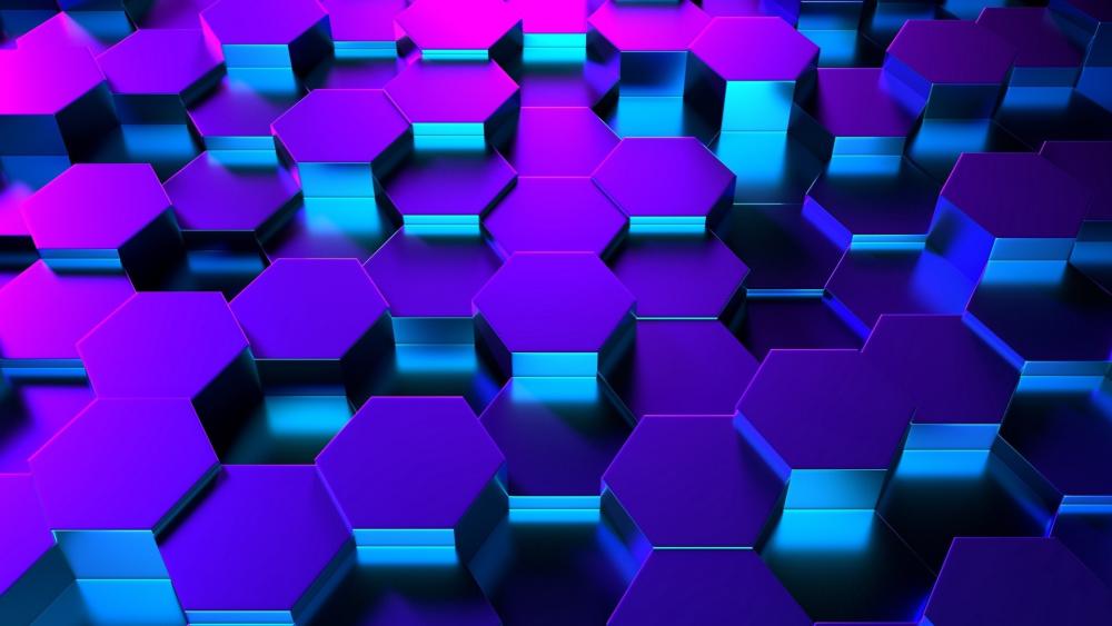 Vivid Hexagonal Neon Glow wallpaper