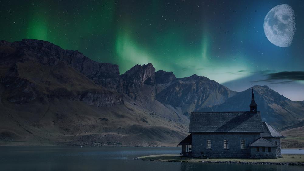 Mystical Night Over Serene Landscape wallpaper