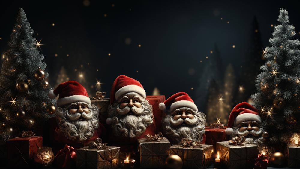 Festive Cheer with Santa Claus and Gifts wallpaper